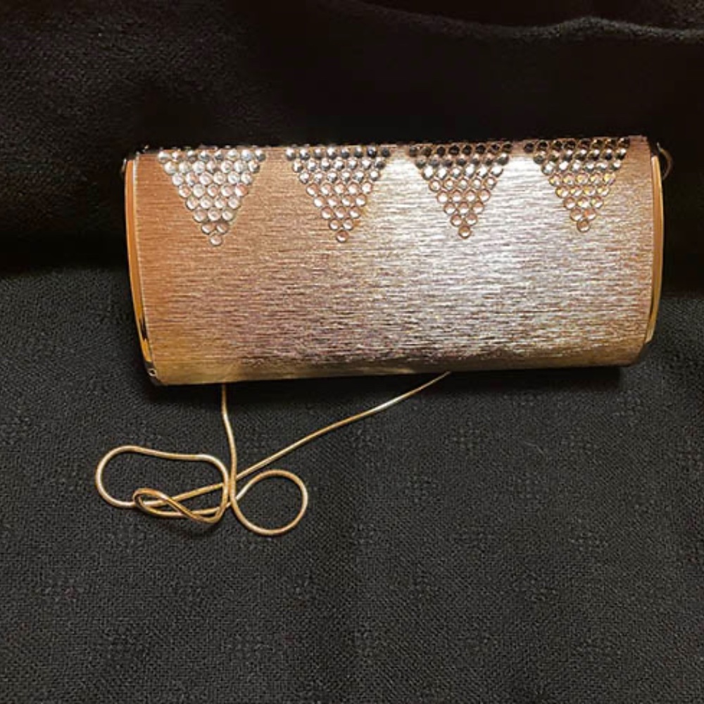 Gold and Rhinestone Hard Shell Handbag - Picture 2 of 7